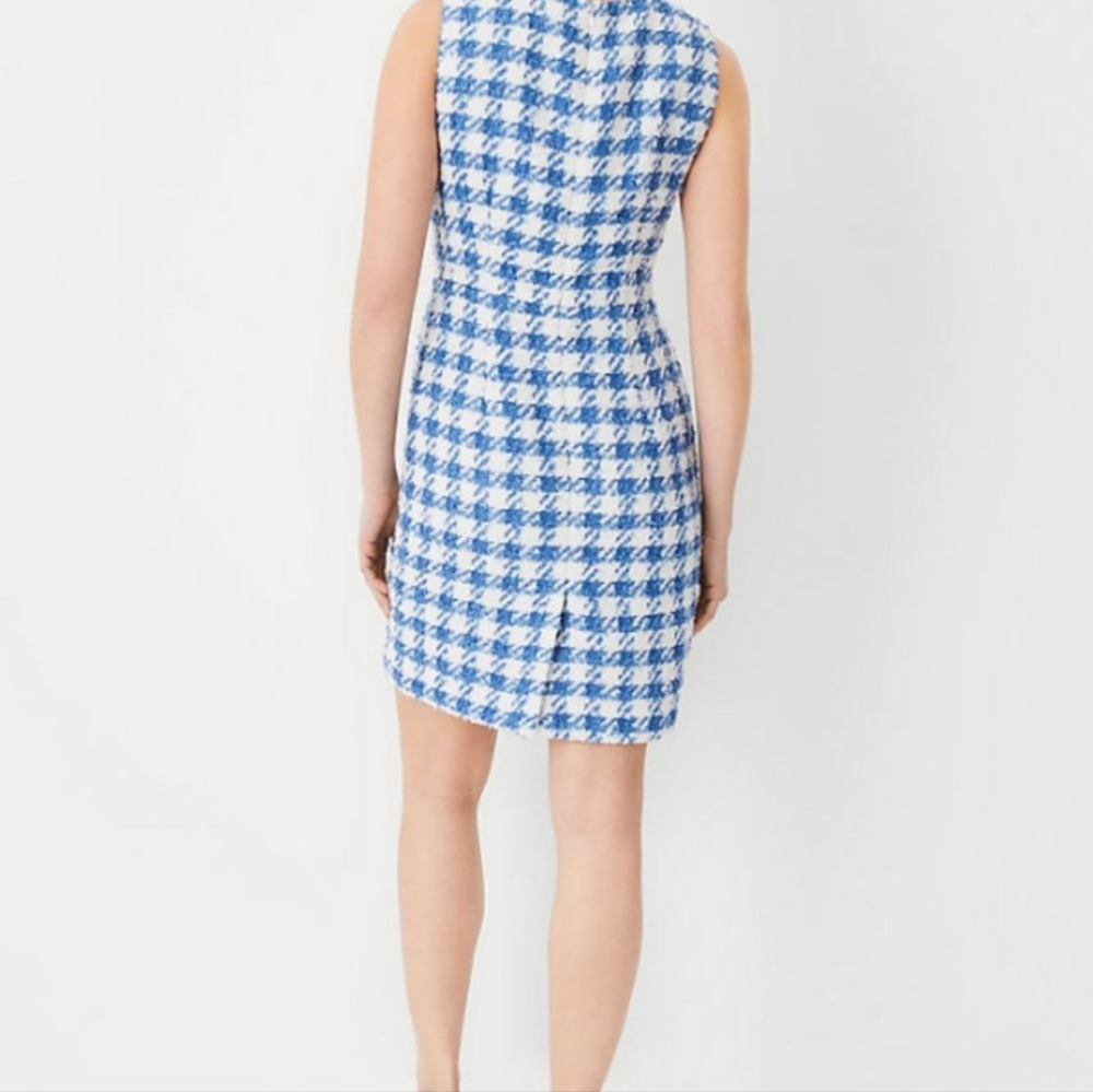 Ann Taylor Square Neck Blue and White Midi Sheath Dress - Picture 7 of 7